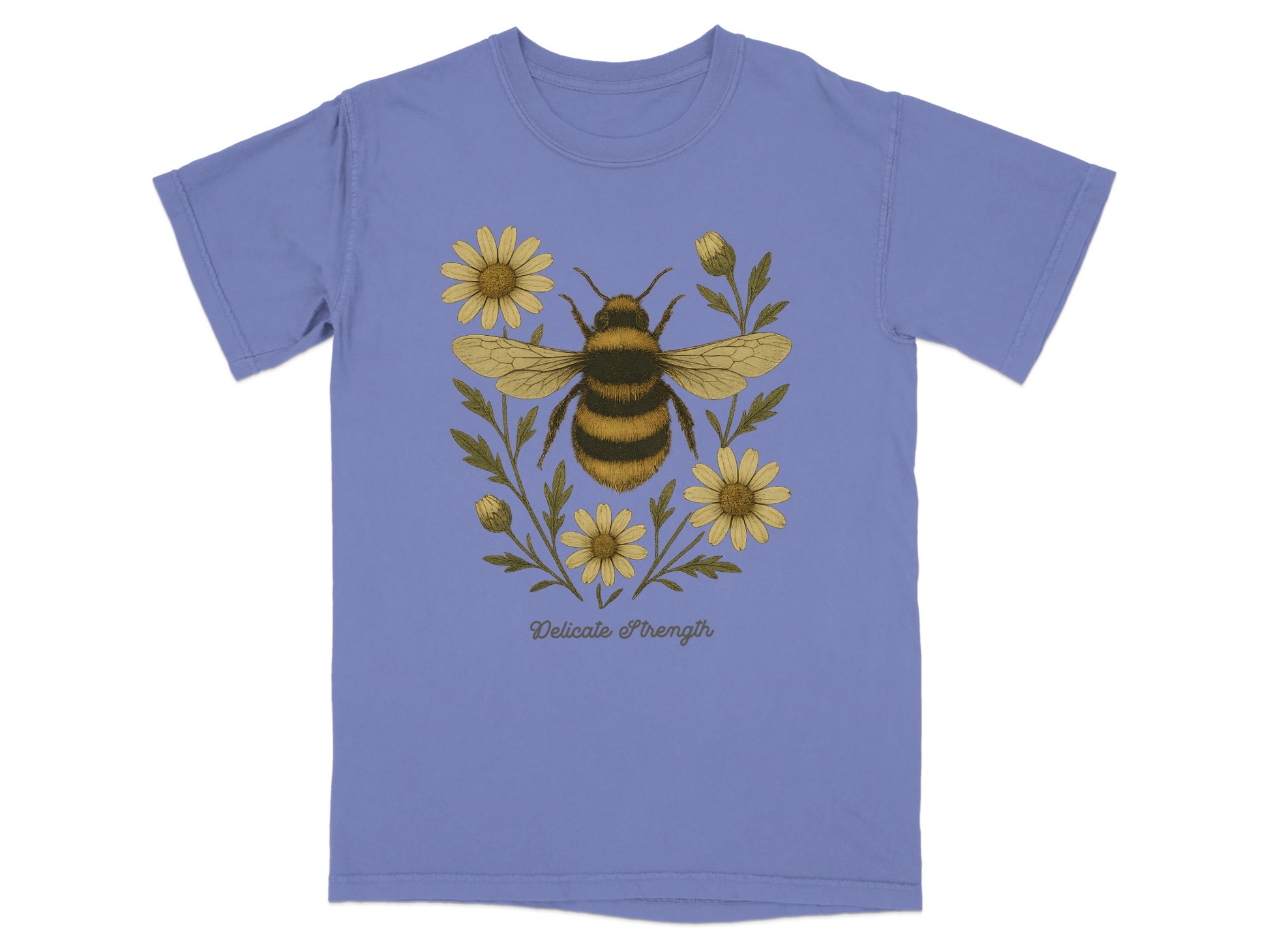Delicate Strength Bee with Flowers Blue Shirt product