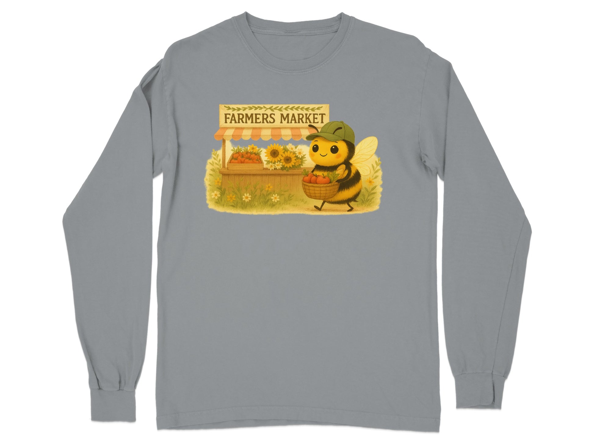 Farmers Market Bee Carrying Basket Long Sleeve Top product type