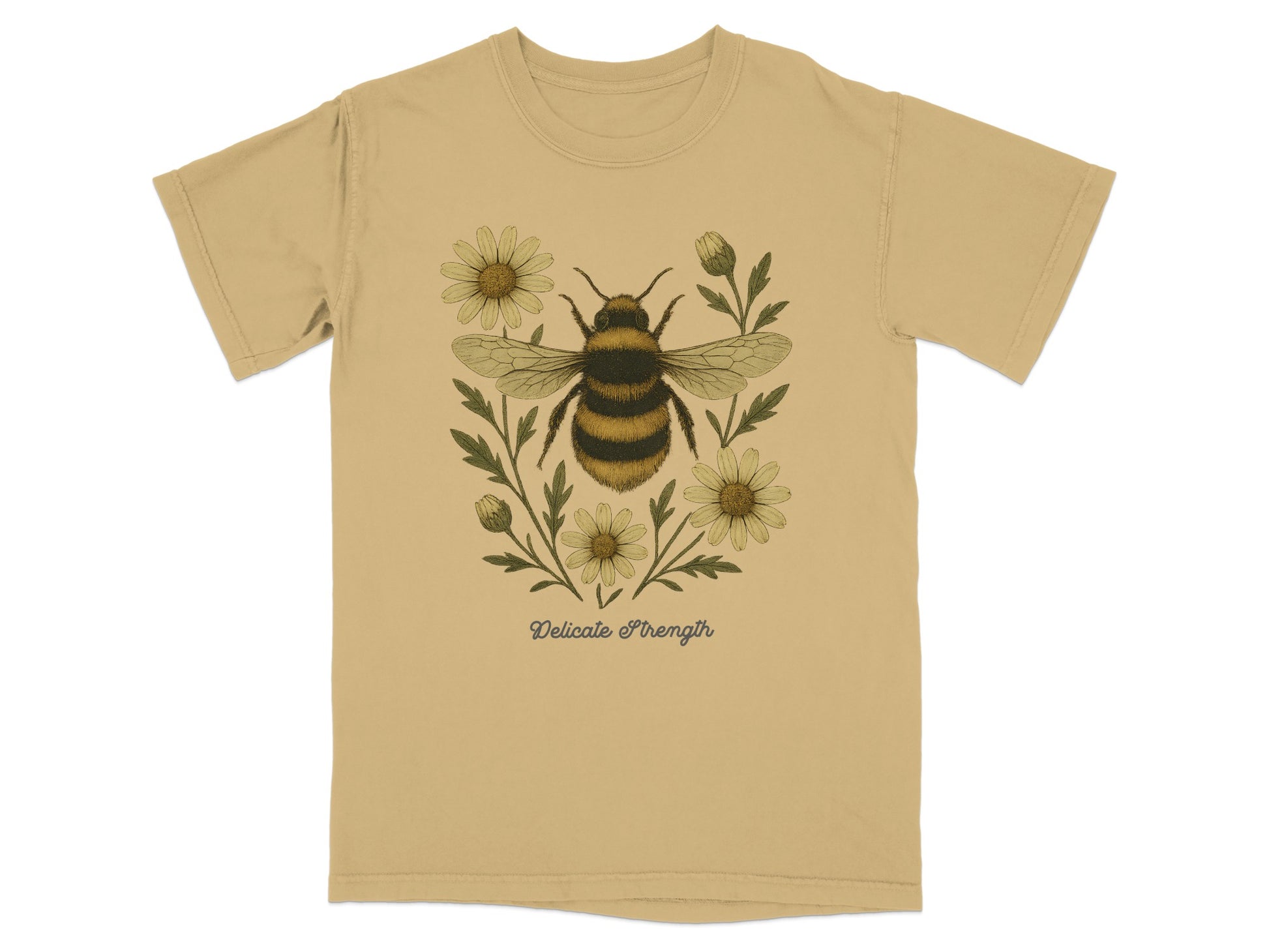 Delicate Strength Bee and Flowers Graphic T-Shirt