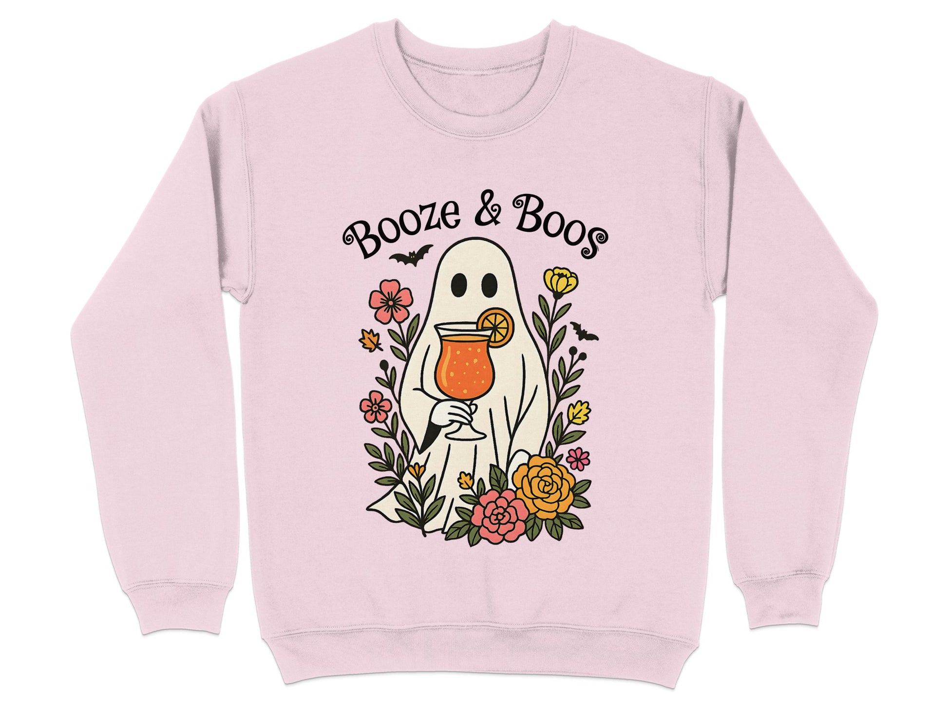 Booze And Boos Ghostly Drinking Graphic Sweatshirt