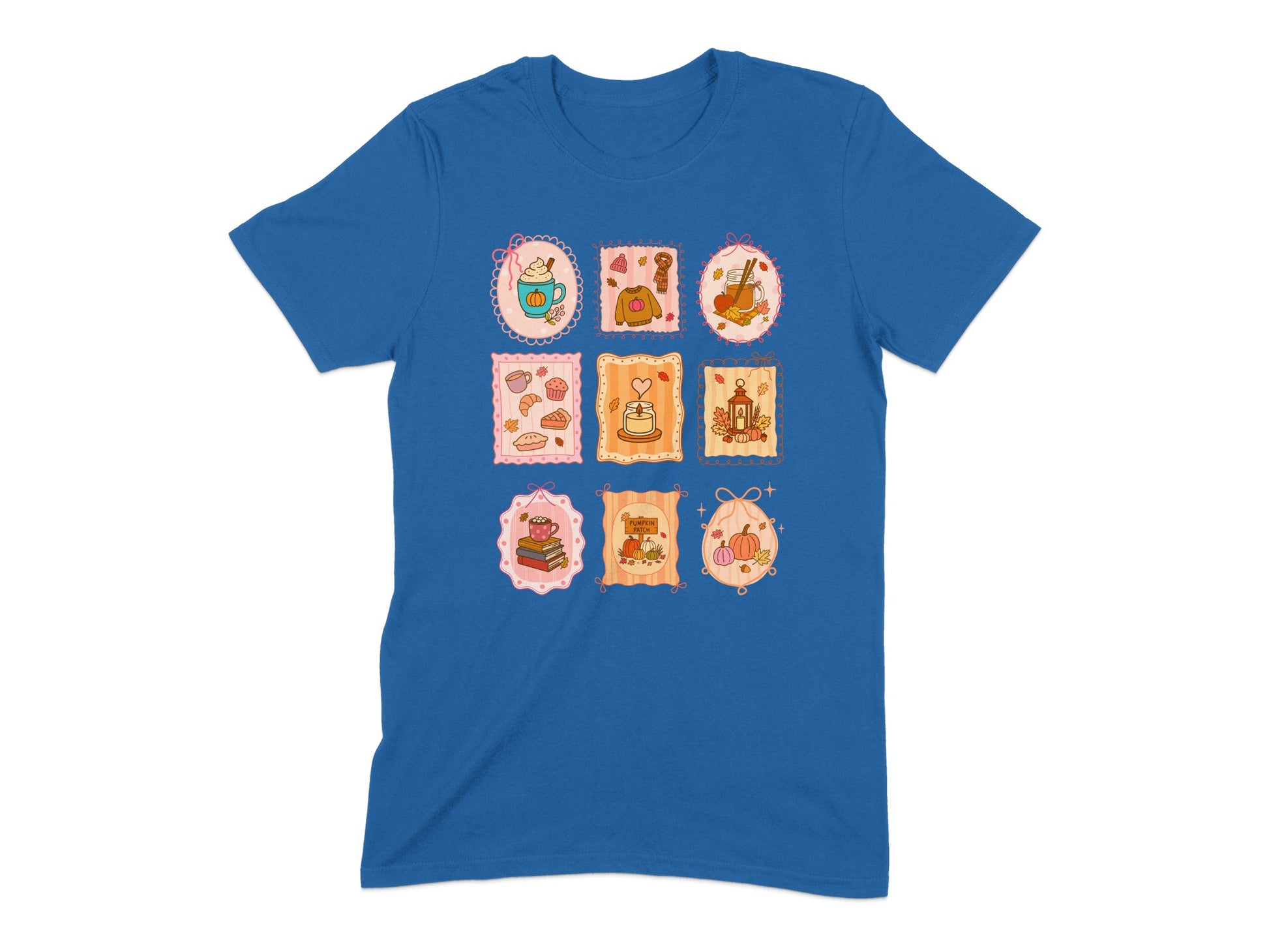 Cute Illustrated Frames on Bright Blue T-shirt product type