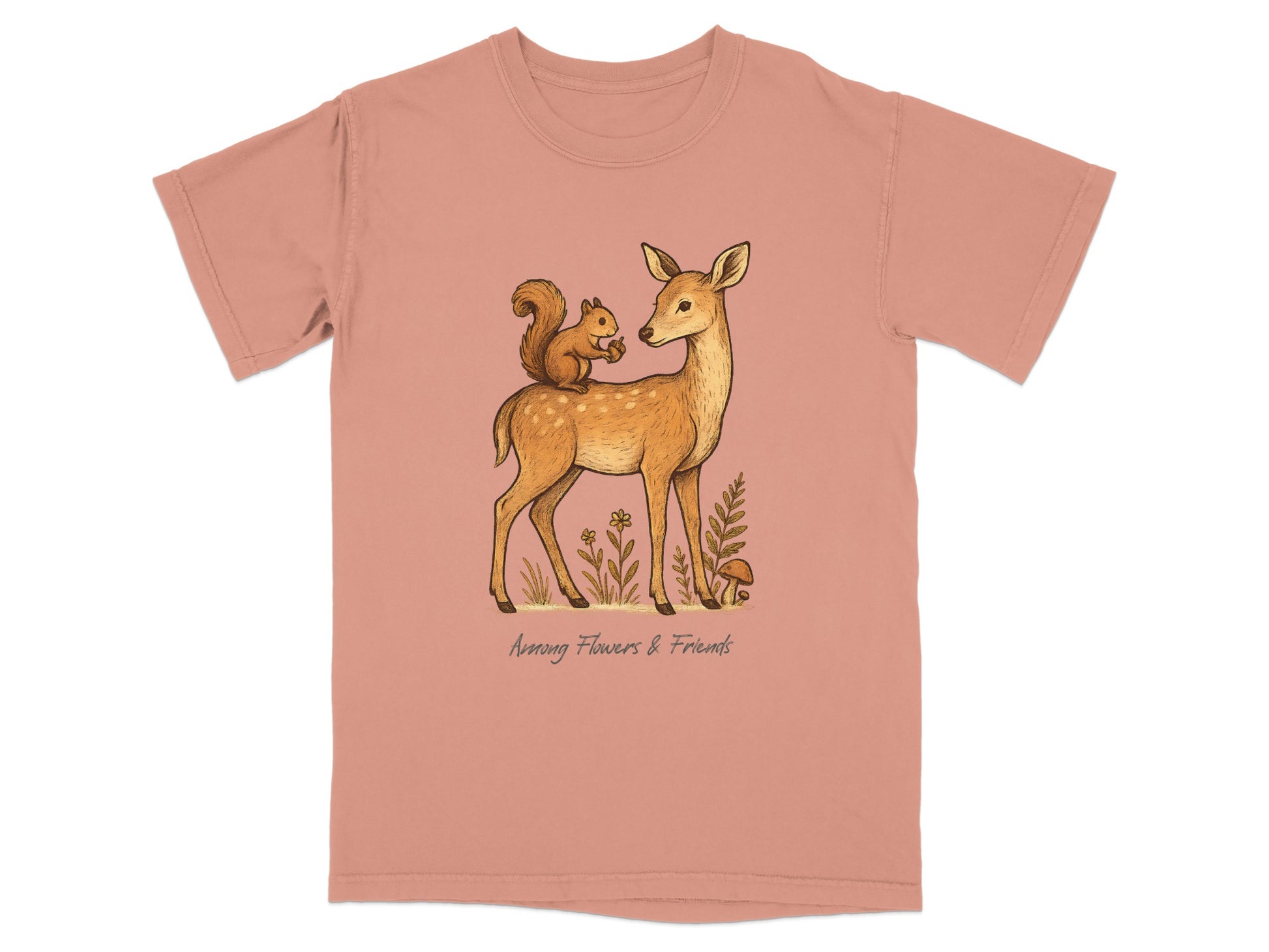 Adorable Deer and Squirrel Friends Graphic T-Shirt Product