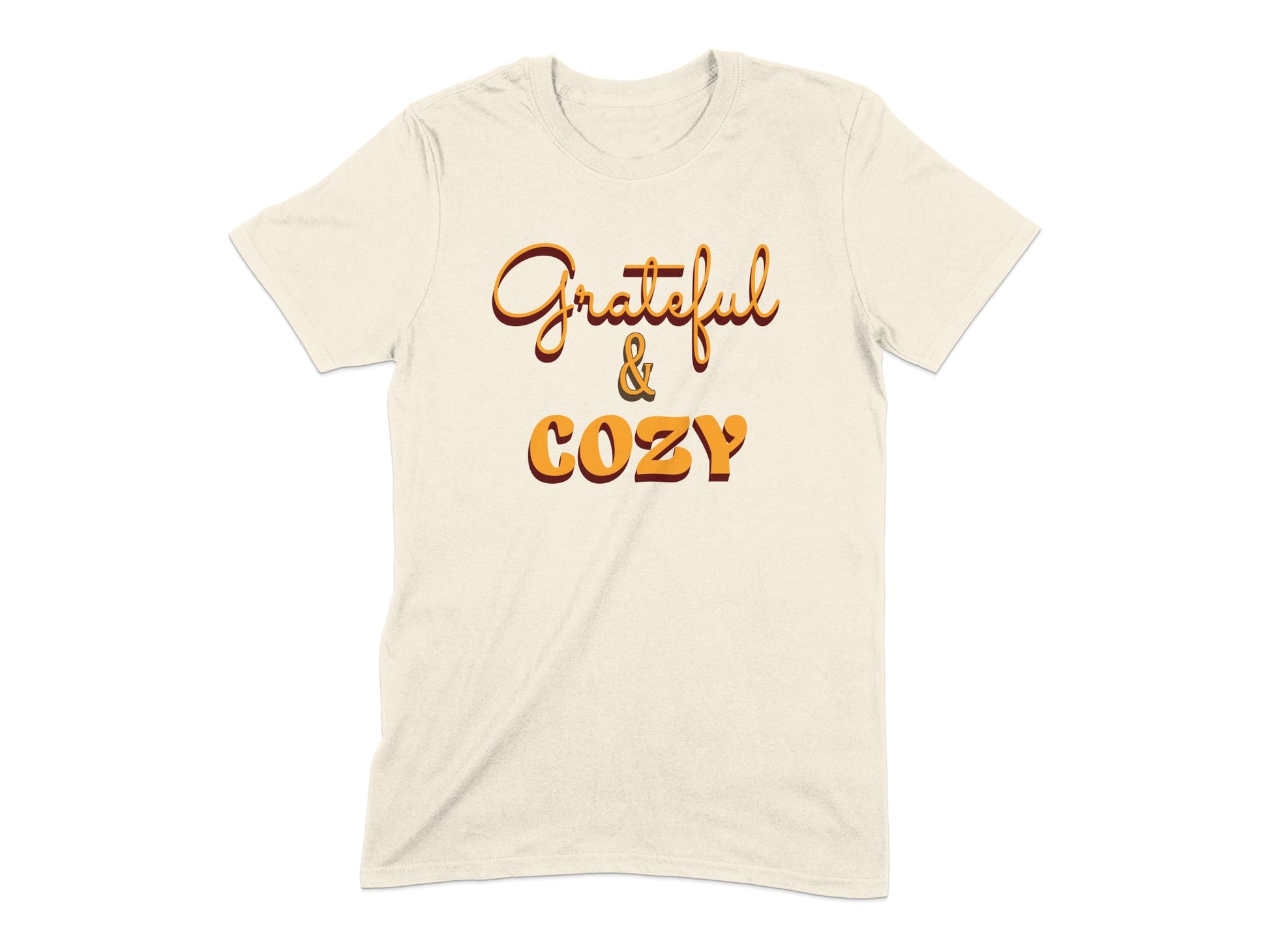 Grateful and Cozy Graphic Tee Stylish Lettering Shirt product type
