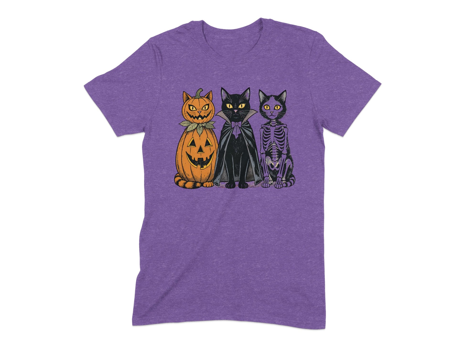 Halloween Pumpkin Black Cats Skeleton Cats T-shirt product