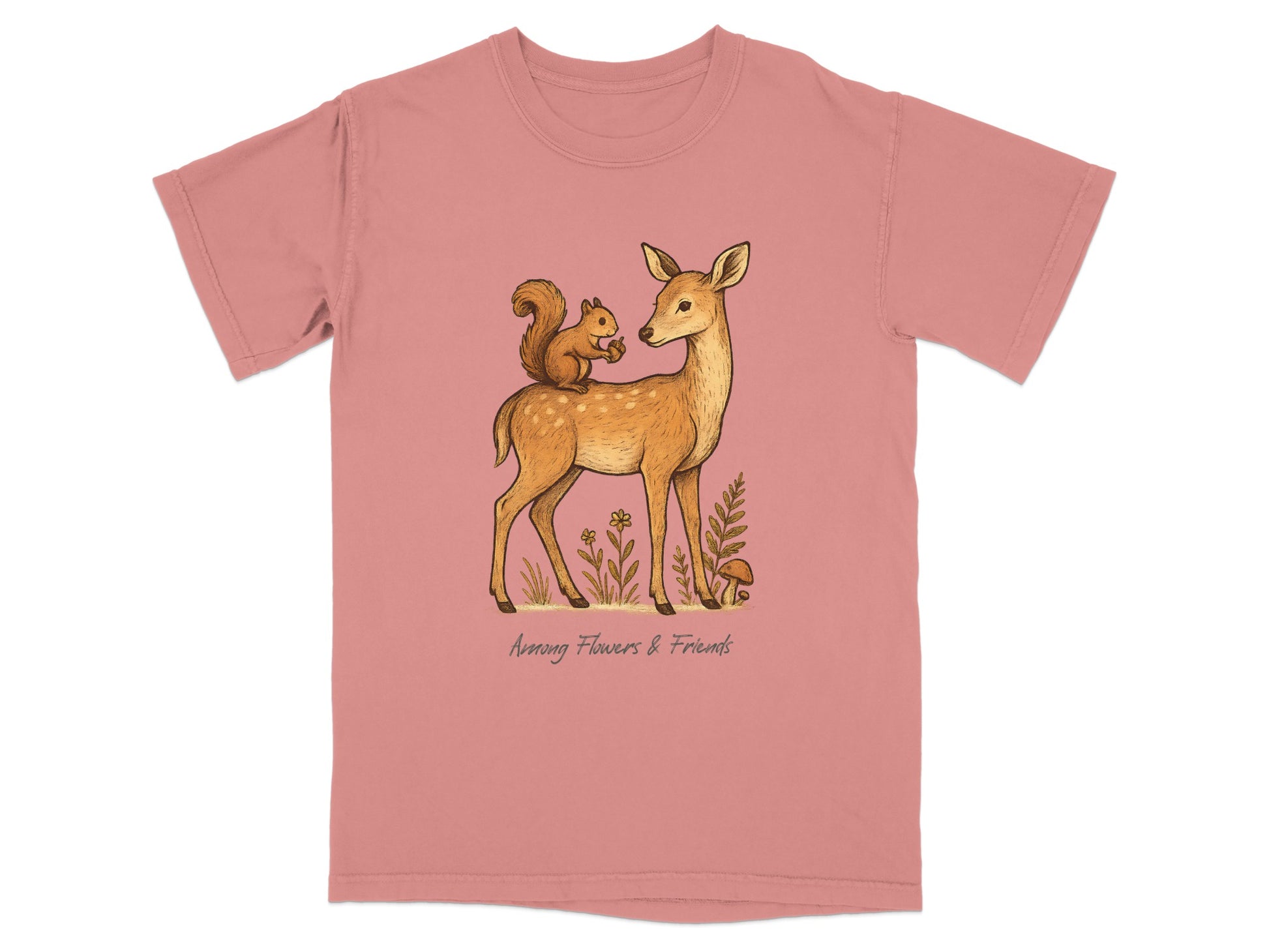 Adorable Deer and Squirrel Friends Graphic T-Shirt Product Type