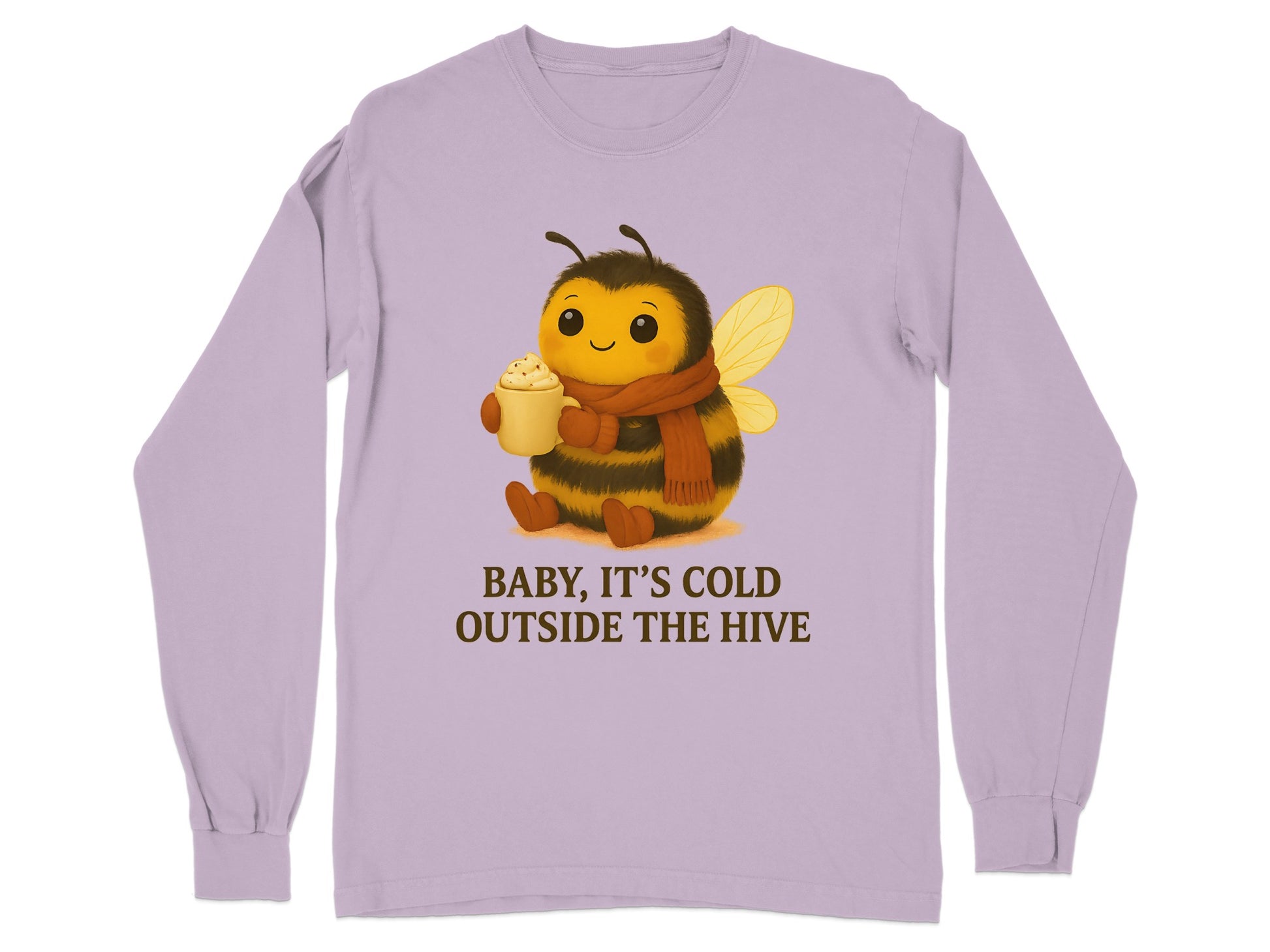 Cute Bee Drinking Hot Chocolate Long Sleeve Shirt product