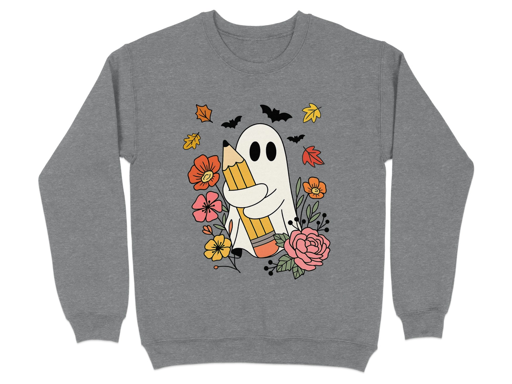 Adorable Ghost with Pencil and Flowers Sweatshirt Product