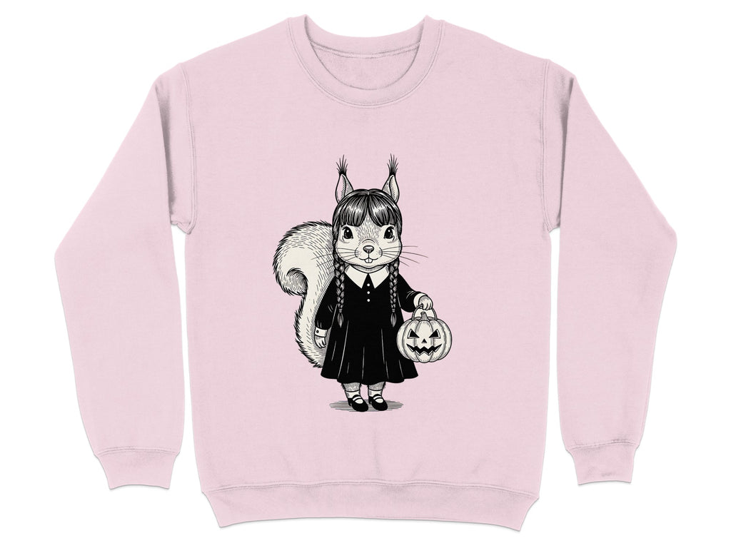Girl Holding Pumpkin Wearing Braids on Pink Sweatshirt Product