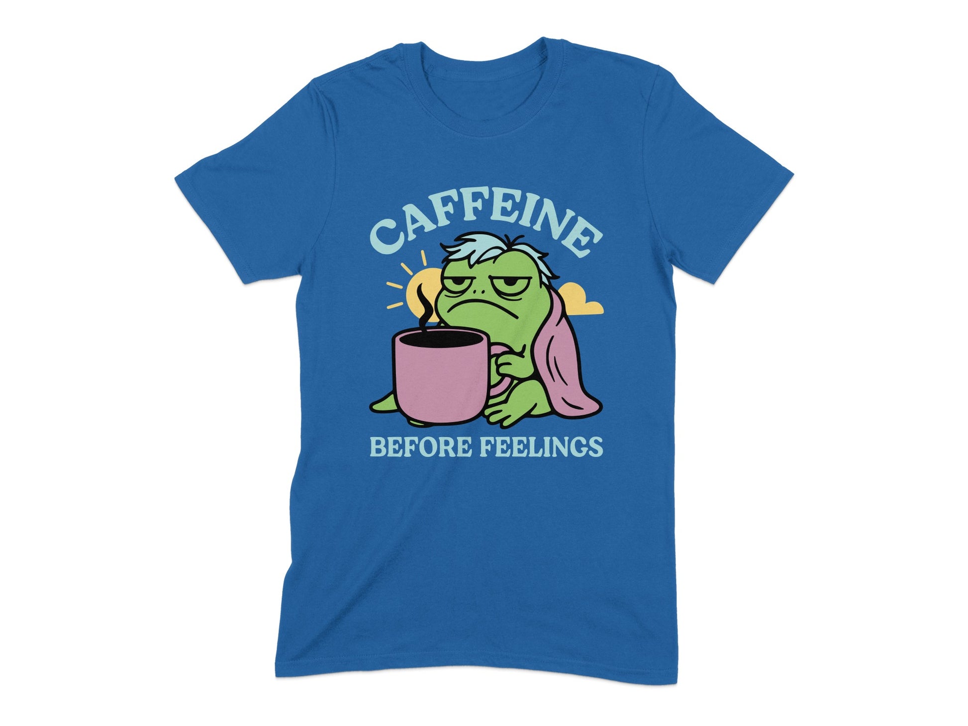 Caffeine Before Feelings Lazy Frog T-Shirt product
