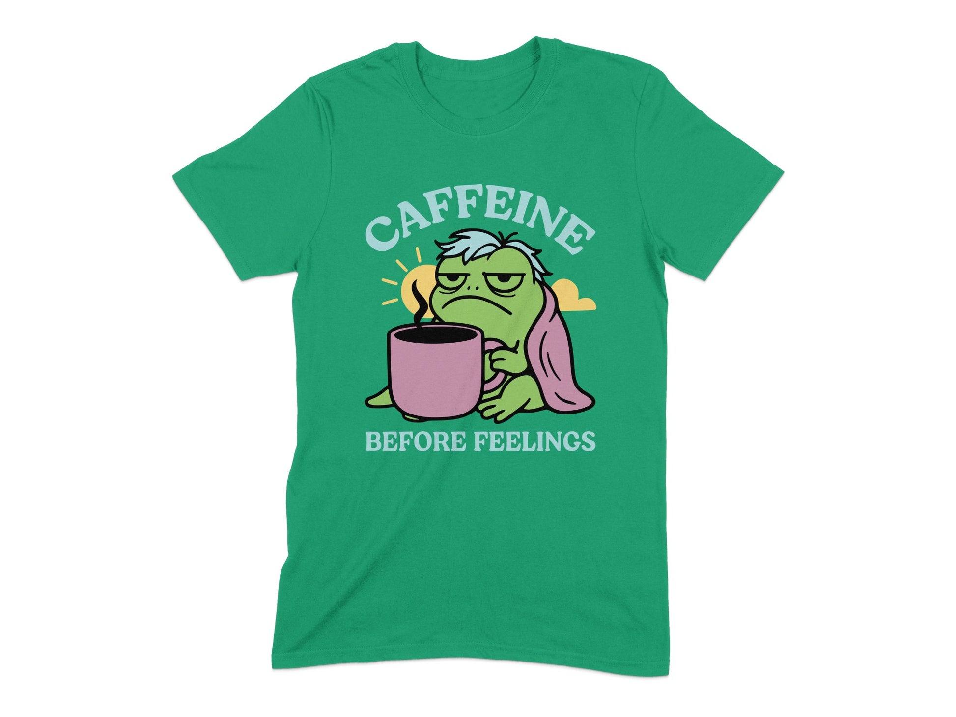 Caffeine Before Feelings Frog Graphic T-Shirt product