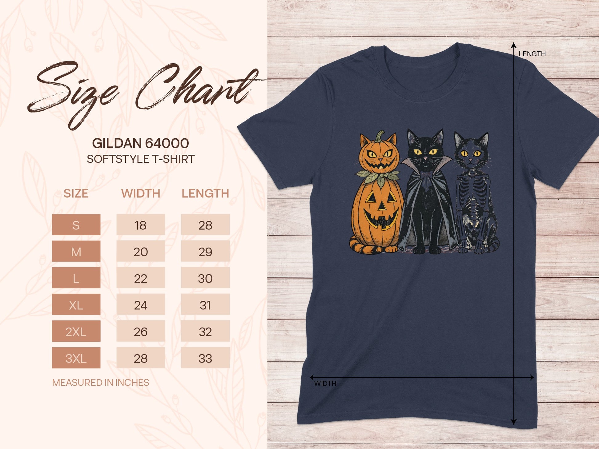 Halloween-Themed Cute Three Cats Print T-Shirt product type