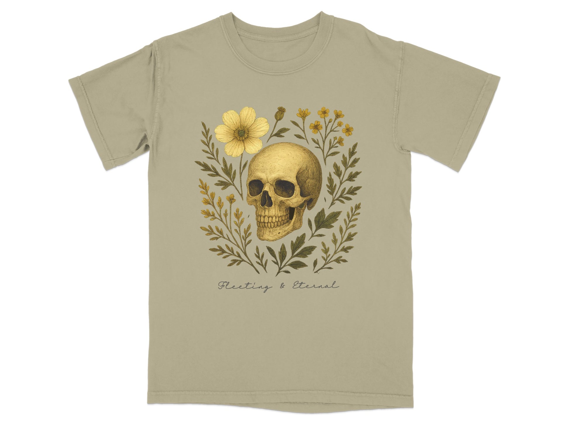 Fleeting and Eternal Skull Floral Art T-Shirt product type