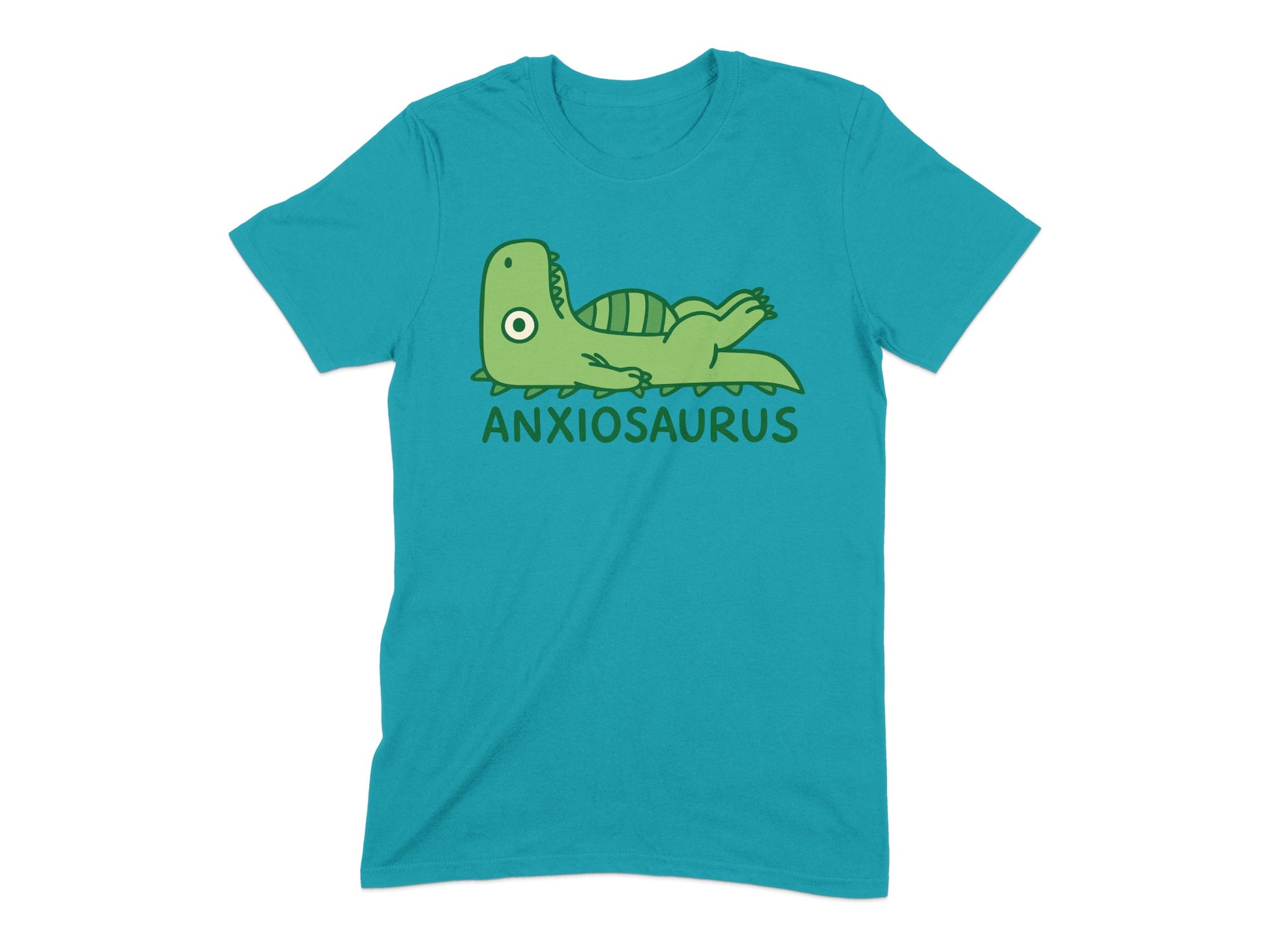 Anxiosaurus Dinosaur Graphic Teal Blue T-Shirt product type