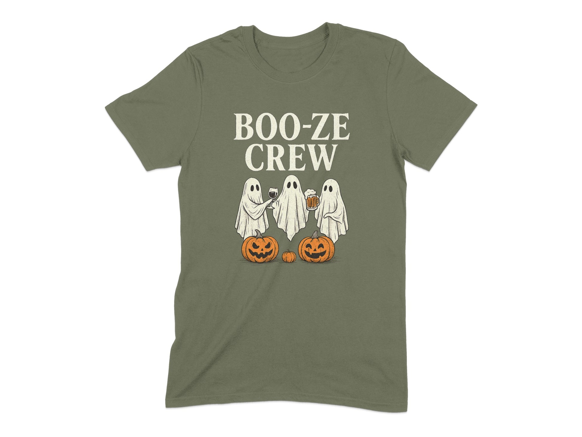 Boo-ze Crew Ghosts with Pumpkins Halloween T-shirt product type