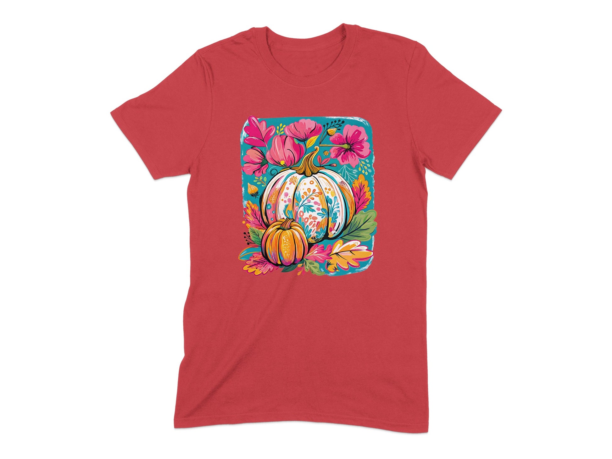 Colorful Pumpkin and Flowers Graphic Tee product
