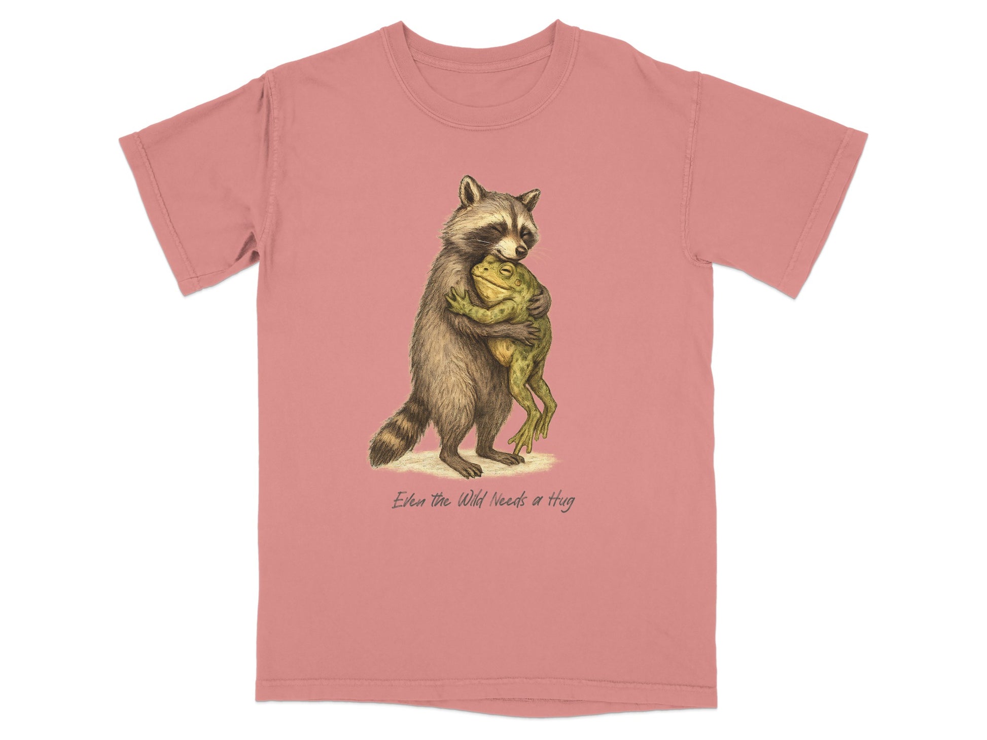 Raccoon Hugging Frog Cute Art Graphic T-Shirt product type