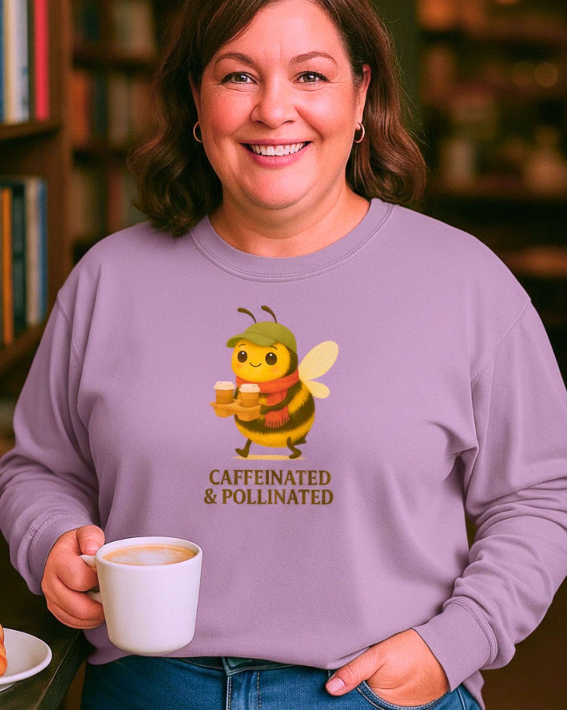 Cute Cozy Bee and Coffee Collection Comfort Colors Long Sleeve T-Shirt