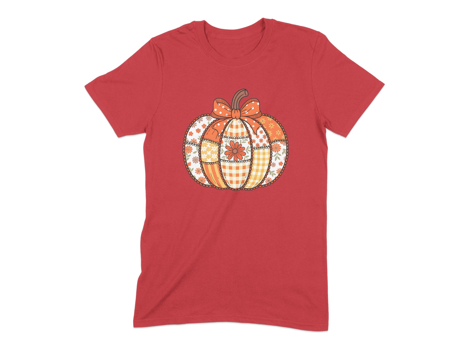 Festive Pumpkin Graphic Red Short Sleeve T-Shirt product type