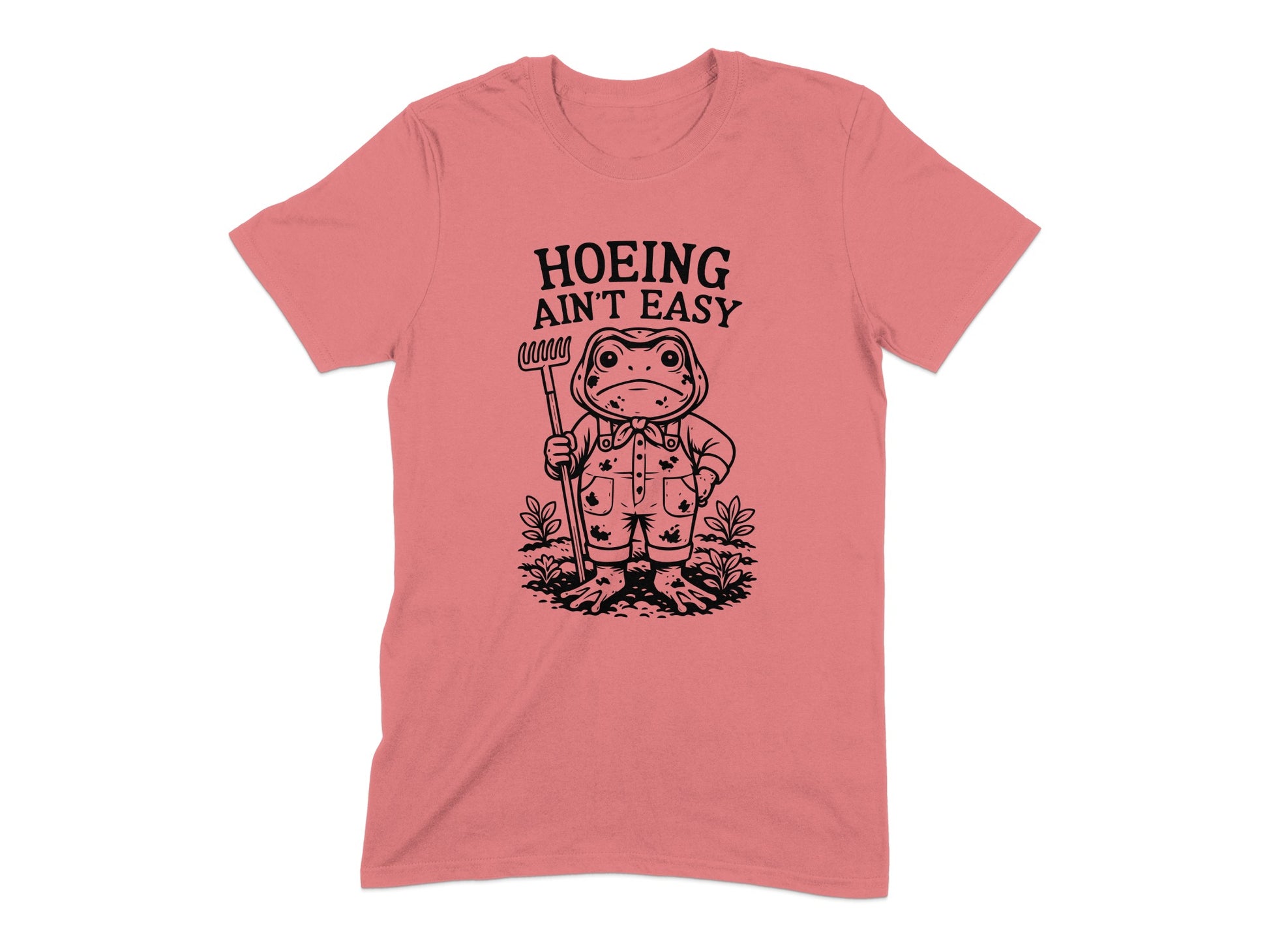 Hoeing Ain't Easy Gardening Frog Graphic T-shirt product type