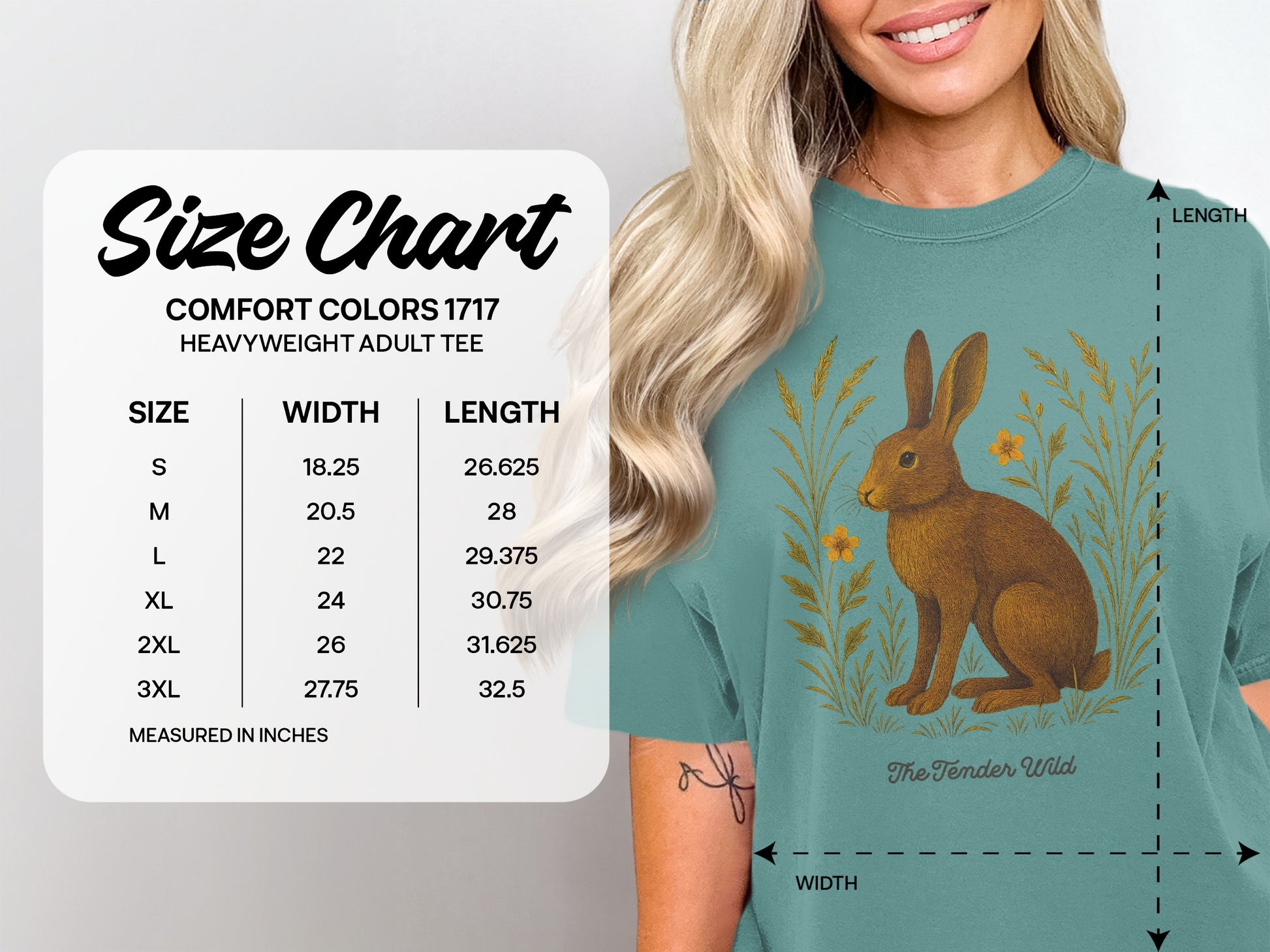 Rabbit and Wildflowers Design Adult Tee product type