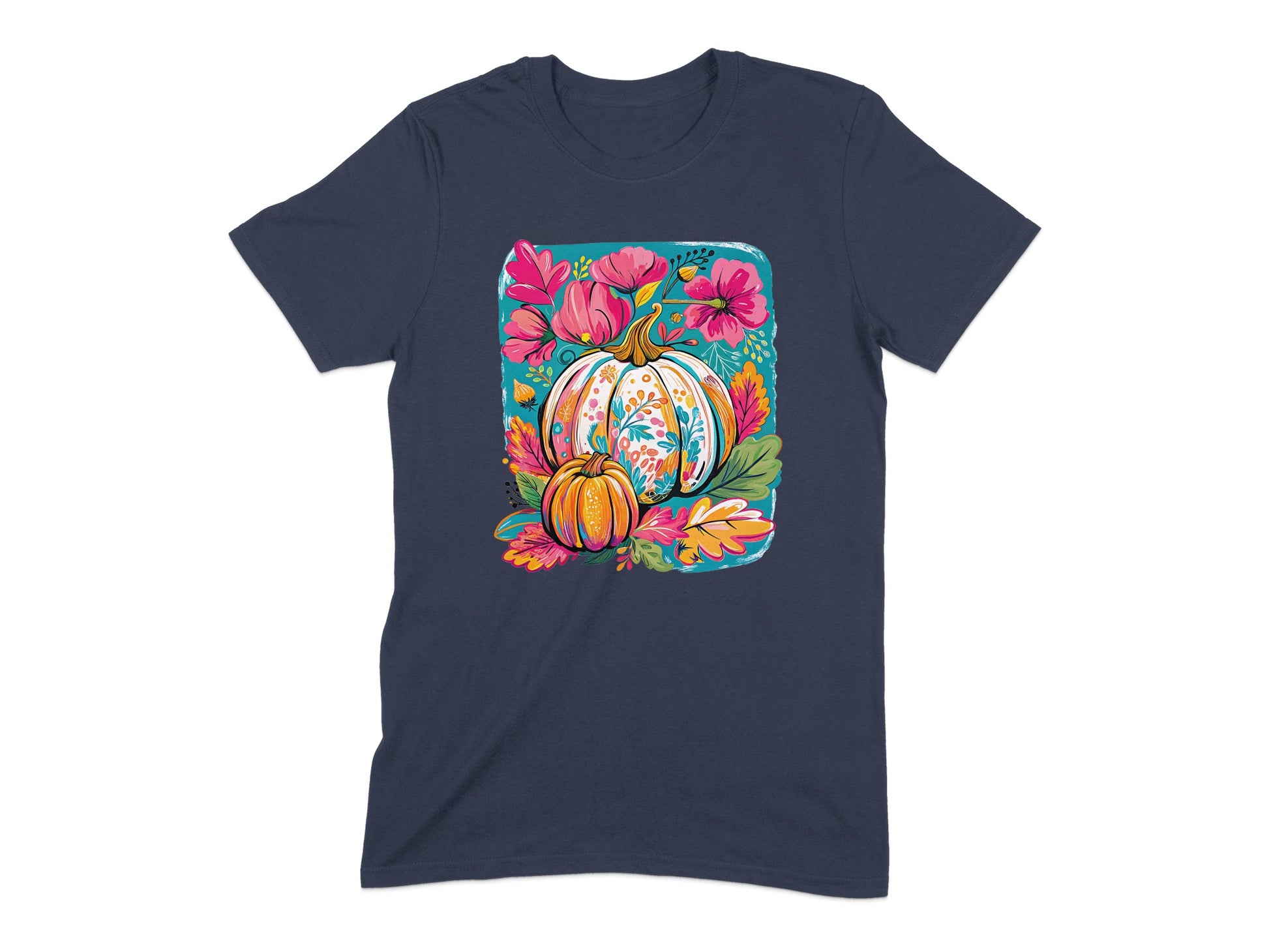 Colorful Pumpkin with Floral Design T-shirt product type