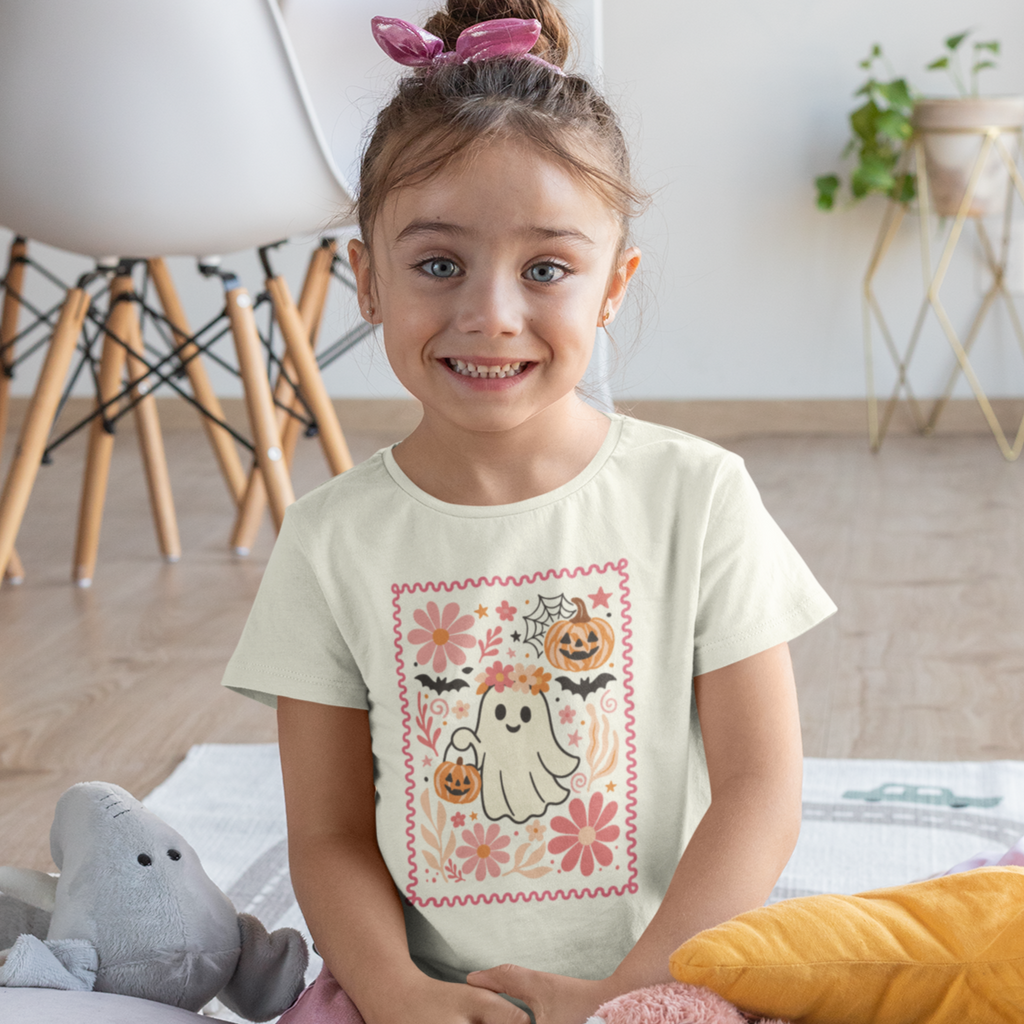 Cute Halloween Youth Tee, Ghost and Pumpkin Design, Kids Halloween Unisex XS-5X